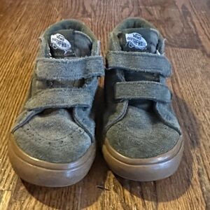 Vans Kids olive green Suede Velcro Skate Sneakers